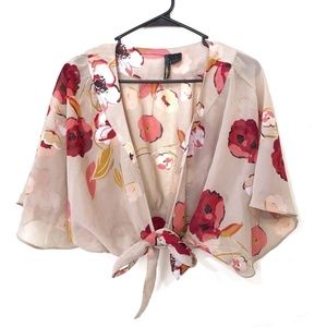 APOLLO Women's Floral Blouse Tie Front